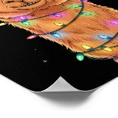 Christmas Lights Alpaca Santa Hat Llama Cute Xmas  ポスター (角)