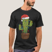 Christmas Lights Cactus Santa Hat  Xmas Cactus Tシャツ (正面)