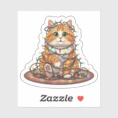 Christmas Lights Cat — Funny Tangled Cat Christmas シール (シート)