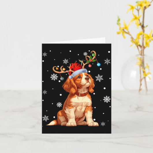 Christmas Lights Cavalier King Charles Spaniel Xma カード (黄色い花)