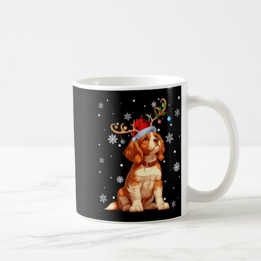 Christmas Lights Cavalier King Charles Spaniel Xma コーヒーマグカップ (右)