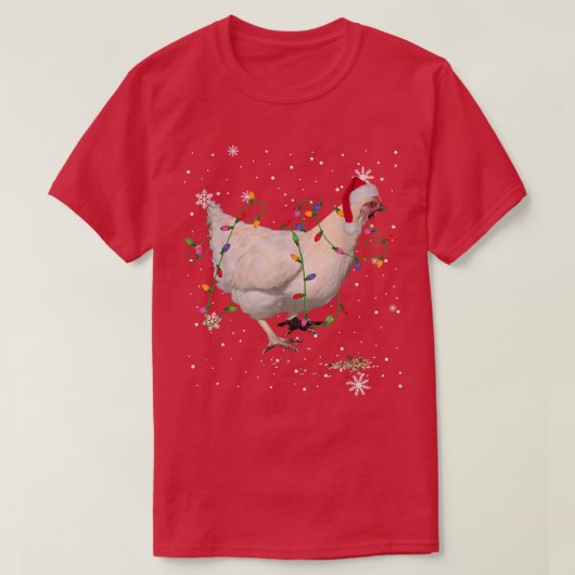 Christmas Lights Chicken Santa Funny Xmas Tree Chi Tシャツ (デザイン正面)