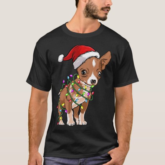 Christmas Lights Chihuahua Cute Chihuahua Dog Tシャツ (正面)