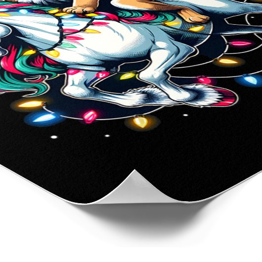 Christmas Lights Cougar Riding Unicorn  ポスター (角)