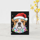 Christmas Lights Dog Santa Hat Cute Xmas Pajamas  カード (黄色い花)