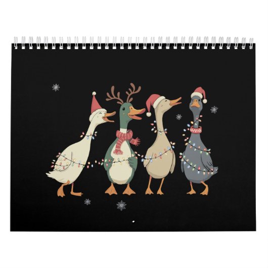 Christmas Lights Ducks Funny Animals Farm Lover  カレンダー (カバー)