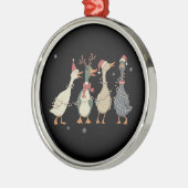 Christmas Lights Ducks Funny Animals Farm Lover  メタルオーナメント (左)