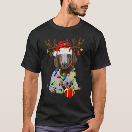 Christmas Lights Goat Celebrates Xmas Party For Go Tシャツ (正面)