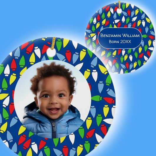 Christmas Lights Grandson blue  セラミックオーナメント