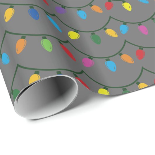 Christmas Lights GRAY GIFT WRAP ラッピングペーパー (ロールコーナー)