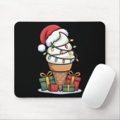 Christmas Lights Ice Cream Cone With Santa Hat Des マウスパッド (マウス)