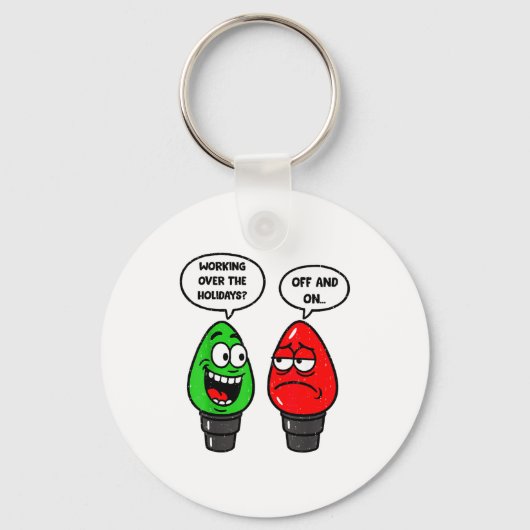 Christmas Lights Joke Light Bulb Working Off On Pu キーホルダー (正面)