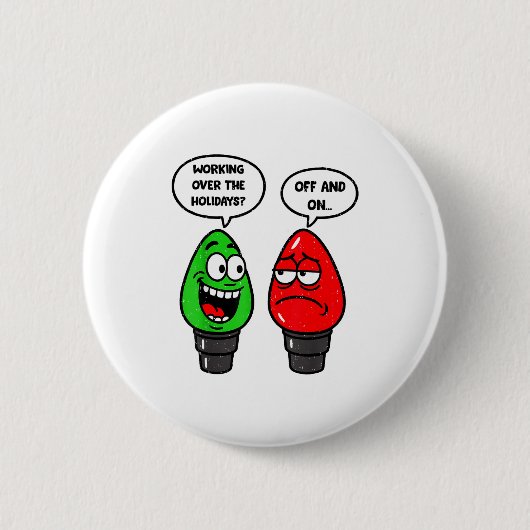 Christmas Lights Joke Light Bulb Working Off On Pu 缶バッジ (正面)