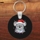 Christmas Lights Koala Santa Hat Cute Xmas Pajamas キーホルダー (正面)