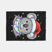 Christmas Lights Koala Santa Hat Cute Xmas Pajamas フリースブランケット (正面(横))