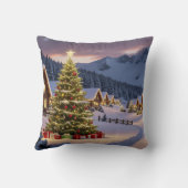 Christmas lights landscape with snow クッション (裏面)