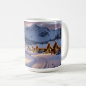 Christmas lights landscape with snow コーヒーマグカップ (正面右)
