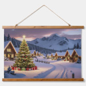 Christmas lights landscape with snow 吊り下げ型タペストリー (正面)