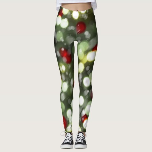 Christmas Lights Leggings with Snow レギンス (正面)