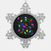 Christmas Lights -Let's Get Lit Lights- Merry & Br スノーフレークピューターオーナメント (正面)