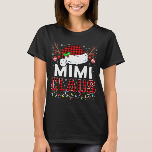 Christmas Lights Mimi Claus Family Matching Xmas P Tシャツ (正面)