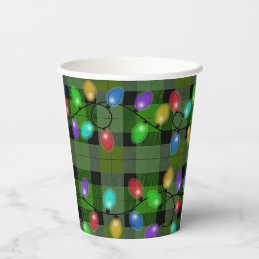 Christmas Lights On Plaid 紙コップ (裏面)