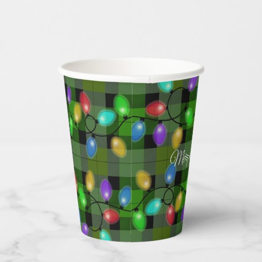 Christmas Lights On Plaid 紙コップ (右)
