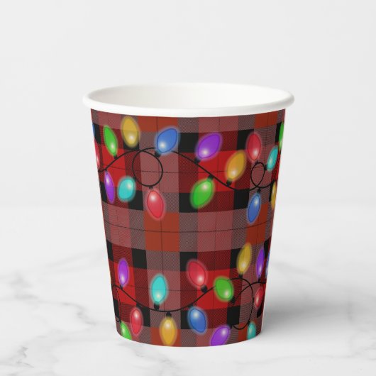 Christmas Lights On Plaid 紙コップ (裏面)