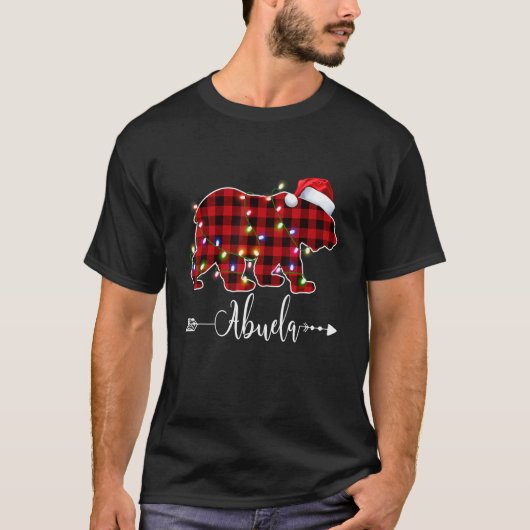 Christmas Lights Pajama Matching Red Plaid Abuela  Tシャツ (正面)