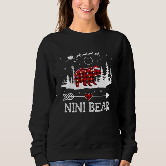 Christmas Lights Pajama Matching Red Plaid Nini Be スウェットシャツ (正面)