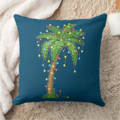 Christmas Lights Palm Tree Beach Funny Tropical クッション (ブランケット)
