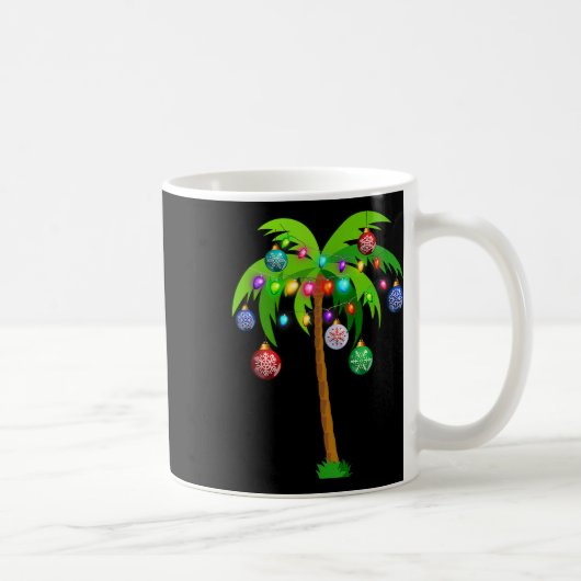 Christmas Lights Palm Tree Fun Hawaii Beach Tropic コーヒーマグカップ (右)