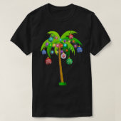 Christmas Lights Palm Tree Funny Hawaii Beach Trop Tシャツ (デザイン正面)