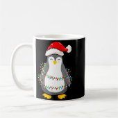 Christmas Lights Penguin Wearing Xmas Hat - Pengui コーヒーマグカップ (左)