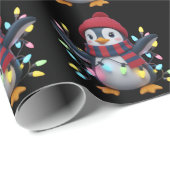 Christmas Lights Penguin Wearing Xmas Hat Penguins ラッピングペーパー (ロールコーナー)
