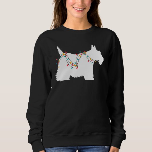 Christmas Lights Scottish Terrier Dog スウェットシャツ (正面)