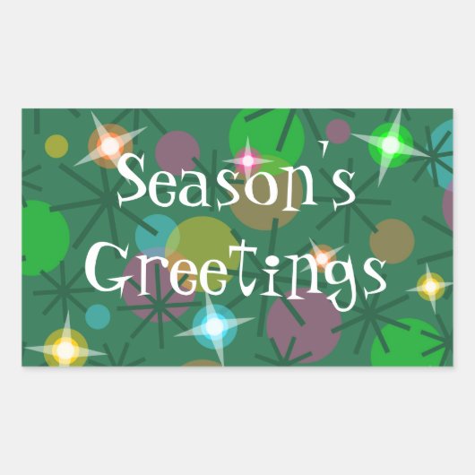 Christmas Lights Season's Greetings rectangle 長方形シール (正面)