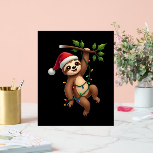 Christmas Lights Sloth Wearing Xmas Hat - Sloth Lo アクリルサイン (ウェディング)