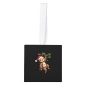 Christmas Lights Sloth Wearing Xmas Hat - Sloth Lo キューブオーナメント (正面)