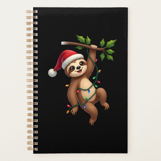 Christmas Lights Sloth Wearing Xmas Hat - Sloth Lo プランナー手帳 (正面)