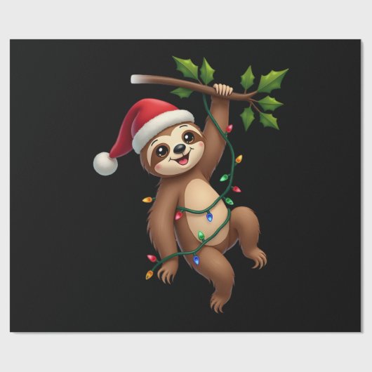 Christmas Lights Sloth Wearing Xmas Hat - Sloth Lo ラッピングペーパー (フラット)
