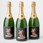 Christmas Lights Soft Coated Wheaten Terrier Dog T スパークリングワインラベル (ボトル)