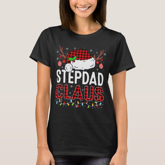Christmas Lights Stepdad Claus Family Matching Xma Tシャツ (正面)