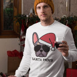 Christmas Lilac Tan French Bulldog Sweatshirt スウェットシャツ<br><div class="desc">Join in the festive fun with this cute Christmas sweatshirt. The design features a lilac and tan colored french bulldog wearing a red Santa hat and aviator sunglasses with the wording "Santa Paws" printed underneath.</div>