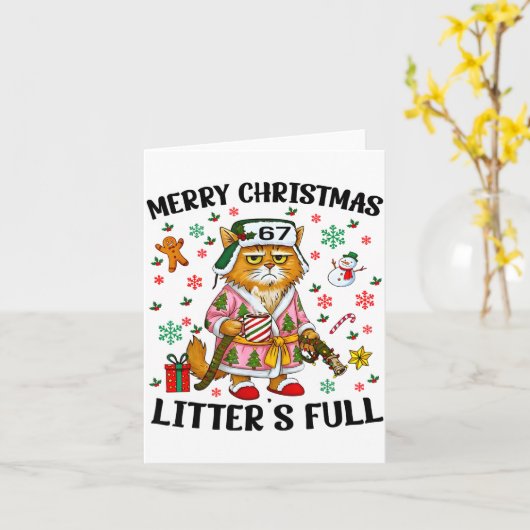Christmas Litter’s Full 67 Xmas Funny Kitty Gift C カード (黄色い花)