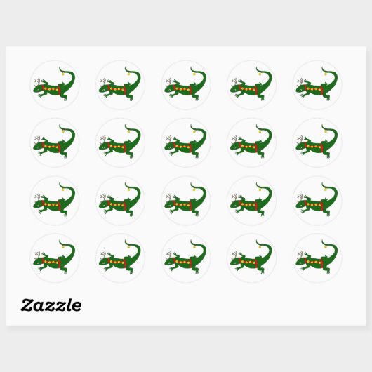 Christmas Lizard Stickers ラウンドシール (シート)