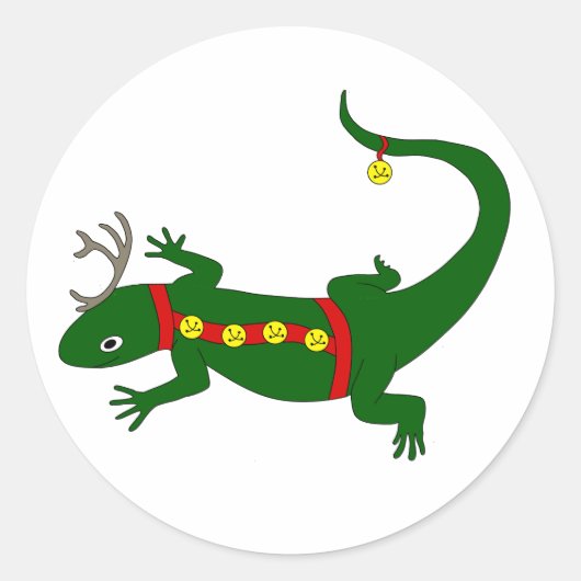 Christmas Lizard Stickers ラウンドシール (正面)