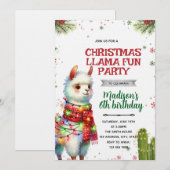 Christmas Llama Birthday Invitation 招待状 (正面/裏面)