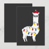 Christmas Llama Santa Hat Sunglasses Alpaca Funny  招待状 (正面/裏面)