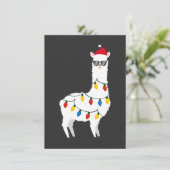 Christmas Llama Santa Hat Sunglasses Alpaca Funny  招待状 (スタンド正面)